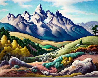 Thomas Hart Benton Sheepherder Print, American Regionalism Art