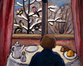 Breakfast of the Birds by Gabriele Münter art print | Expressionist Winter Art Print | Cozy Vintage Wall Decor | Gabriele Münter art poster