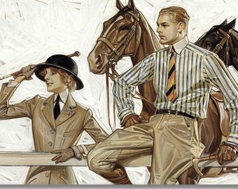 Arrow Collar Ad by J.C. Leyendecker canvas wall art print | Vintage Art Deco Fashion Illustration | leyendecker life print