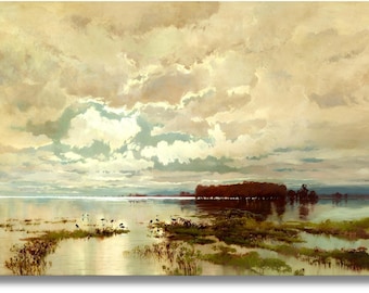 WC Piguenit, La inundación en Darling, 1890 / Impresión artística / Impresión en lienzo / Póster de bellas artes / Reproducción artística / Giclée de archivo / Envuelto para regalo