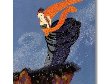 Erté Summer Breeze Art Deco Print, Vintage Fashion Illustration, Elegant Wall Art, Retro Glamour Home Decor, Erté canvas wall art print