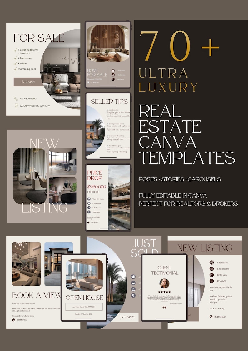 70+ Ultra Luxury Real Estate Canva Templates | Instagram Posts, Stories ...