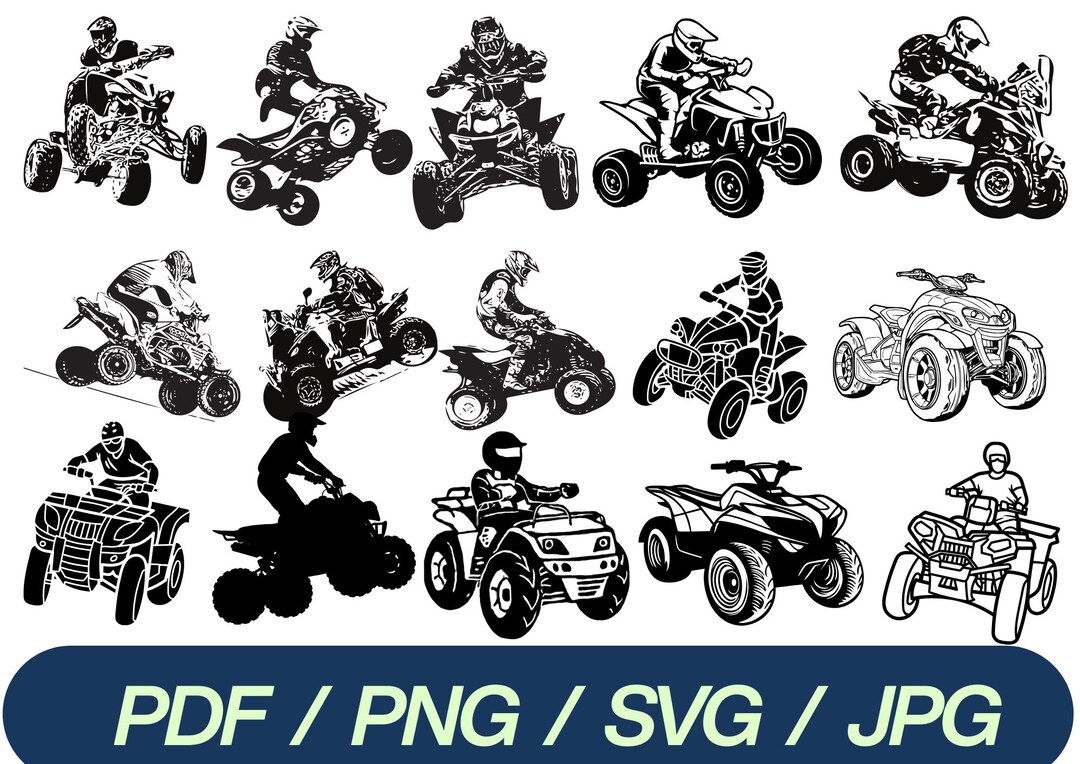 Quad SVG Bundle | ATV Clipart Set | PNG Jpg Pdf | off Road Bike Rider ...