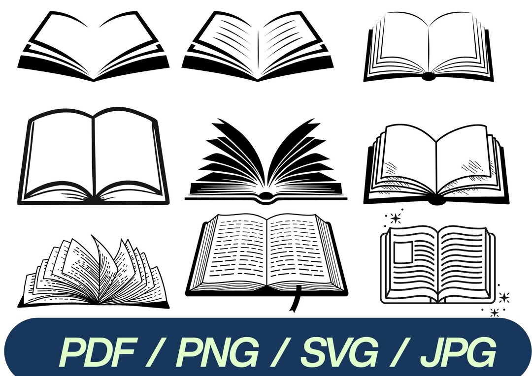 Open Book SVG Bundle | Library Education Clipart (digital Download) - Etsy