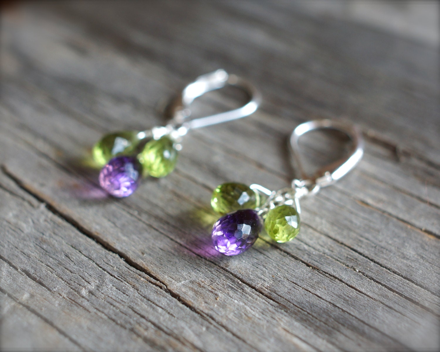 Peridot and amethyst earrings Clearance