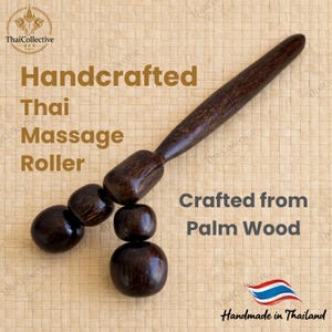 Handgjord thailändsk massagerulle – djupvävnadsmassageverktyg i sockerpalmträ