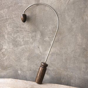 Handcrafted Palm Wood Massage Hook, Stainless Steel Trigger Point Cane, Neck Shoulder Relief Tool