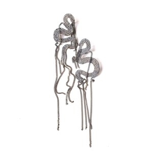 silver chain earrings, asymmetric and mis matched, long dangle earrings, surgical steel posts and butterfly backs, steel chain, silver plate