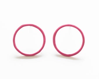Große rosa Kreis Ohrstecker: Chirurgenstahl Stifte, geringes Gewicht