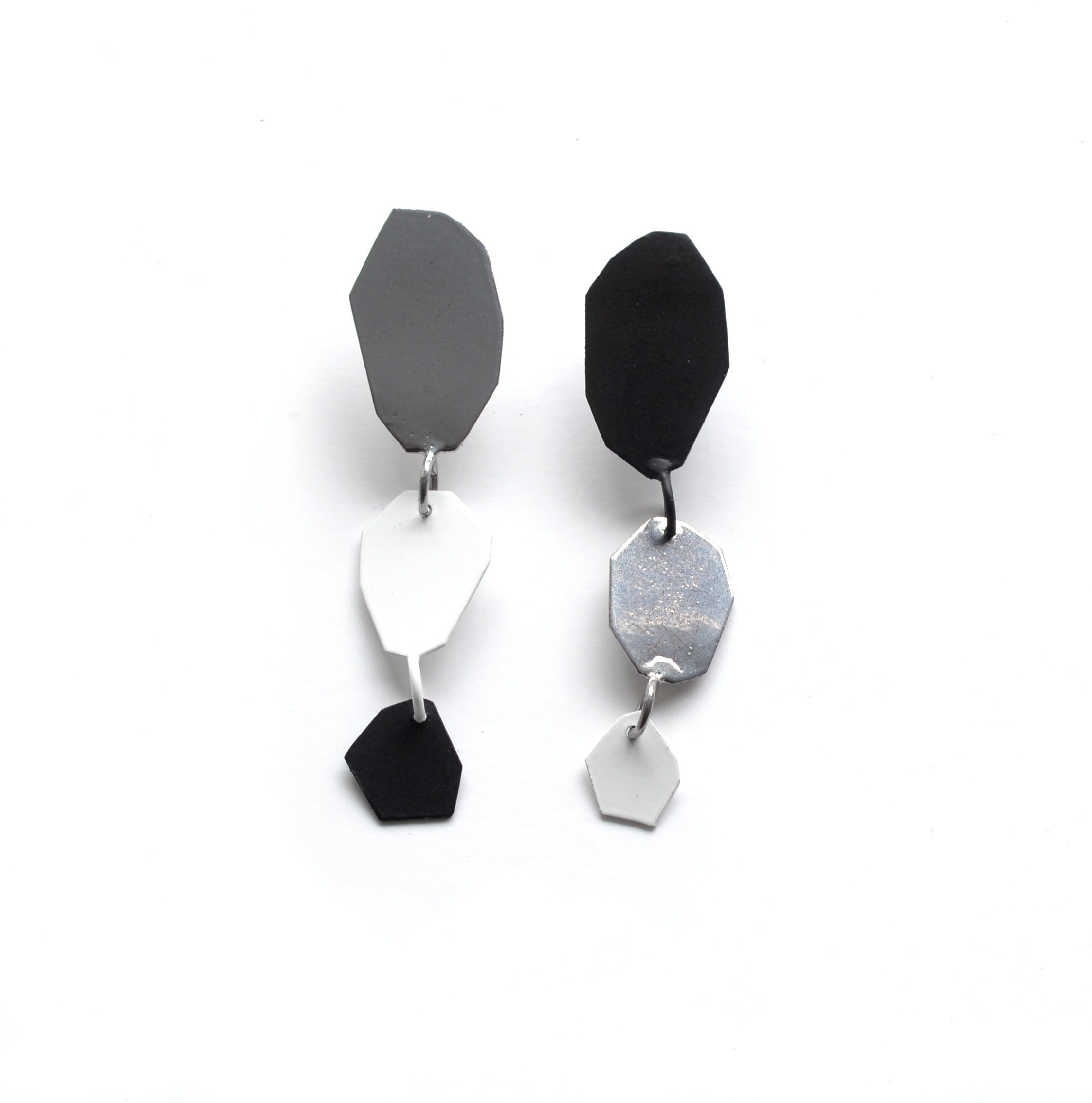 Matte Black Chrome And Matte White Long Drop Pair Of Etsy