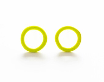 Kreis Ohrstecker neon gelb: Chirurgenstahl Ohrstecker