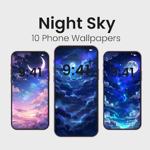 10 Night Sky Phone Wallpapers – Anime Night Clouds & Moon, Lock Screen Backgrounds