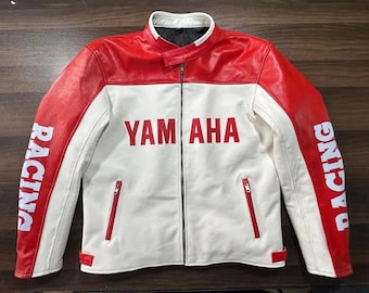Yamaha Racing Motorbike Cowhide Leather Jacket New Yamaha Vintage Motorcycle Biker Jacket