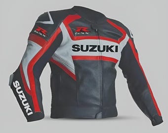 Suzuki Racing Motorbike Cowhide Leather Jacket New Suzuki GSXR Handmade Motorcycle Biker Jacket