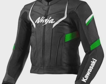 Kawasaki Racing Motorbike Cowhide Leather Jacket Handmade New Kawasaki Motorcycle Biker Jacket