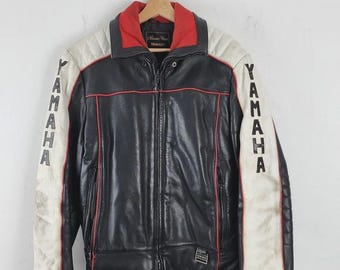 Yamaha Racing Motorbike Cowhide Leather Jacket New Yamaha Handmade Motorcycle Biker Vintage Jacket