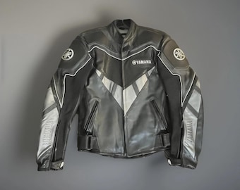 Yamaha Racing Motorbike Cowhide Leather Jacket Vintage Yamaha Handmade Motorcycle Biker Jacket