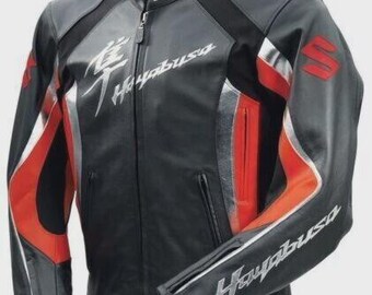 新型スズキ ハヤブサ レーシング 牛革 バイクジャケット スズキ