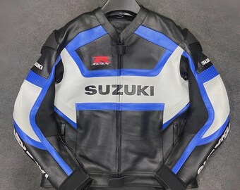 Suzuki Racing Motorbike Cowhide Leather Jacket New Suzuki GSXR Handmade Motorcycle Biker Jacket