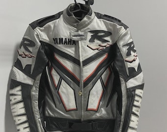 Yamaha Racing Motorbike Cowhide Leather Jacket New Yamaha Handmade Motorcycle Biker Jacket