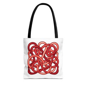 Red Knotwork Abstract Pattern Tote Bag | Intertwined Line Art