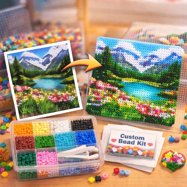 Custom DIY Perler Bead Set - Make Your Own Designs - All Tools Included ...