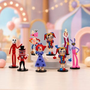 Das fantastische digitale Zirkusfiguren-Set, Pomni Jax Caine Sammelfiguren, Cartoon-Figuren-Set, niedliche Schreibtischdeko, Geschenk für Fans