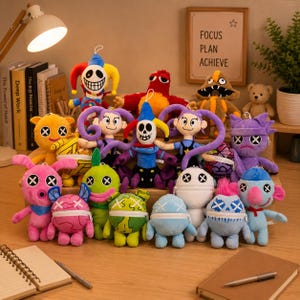 Wrongside Outimals Plush Toy, Poppy Playtime Plushie, Button Eye Character Doll, Horror Game Collectible, Gamer Gift