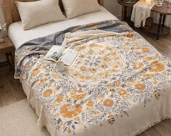 Breathable 4-Layer Cotton Gauze Blanket – Summer Cooling Throw for Sofa & Bed, Lightweight Bedspread