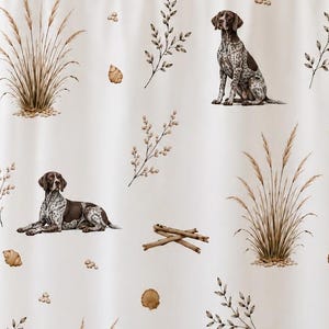 German Shorthaired Pointer Shower Curtain, Coastal Dog Bathroom Decor, Beach House Bath Curtain, Neutral Farmhouse Bathroom, 71 x 74 Inch