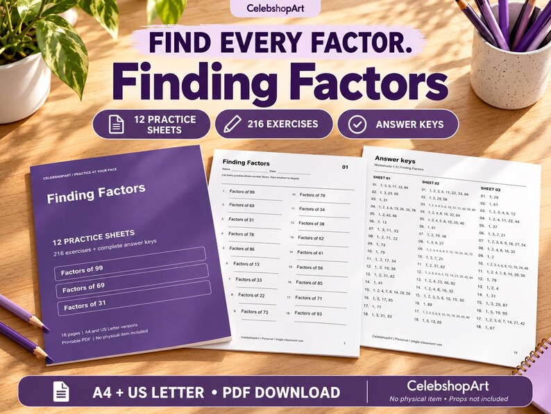 Finding Factors Worksheets, 12 Printable Practice Sheets With Answer ...