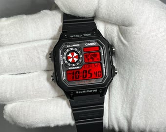 Casio AE-1200WH — Resident Evil Umbrella Corporation Edition | Custom Gaming Watch | Modified Casio Watch | Black Edition