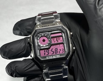 Casio AE-1200WHD — Dusty Pink Screen Modification | Custom Modified Casio Watch | Steel Edition