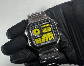 Casio AE-1200WHD — Full Yellow Screen Modification | Custom Modified Casio Watch | Steel Edition