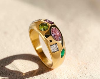 トレンドのカラフルなモアッサナイトリング - 女性のための洗練された輝きのジュエリー