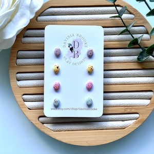 Chocolate mini egg studs - mini polymer clay stud earrings.