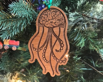 String Cheese Incident Jellyfish Christmas Tree Ornament, wooden jellyfish art holiday decor. Handmade with lots of love from me to you!