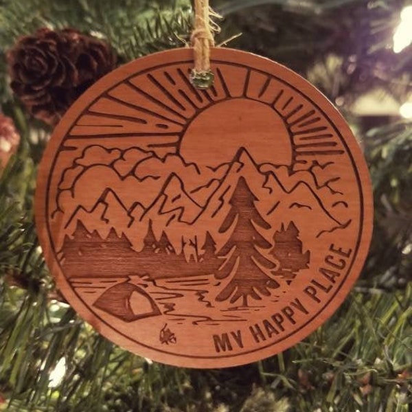 My Happy Place, wood ornament! This Nature lover Christmas tree ornament will be a perfect gift for him or her!