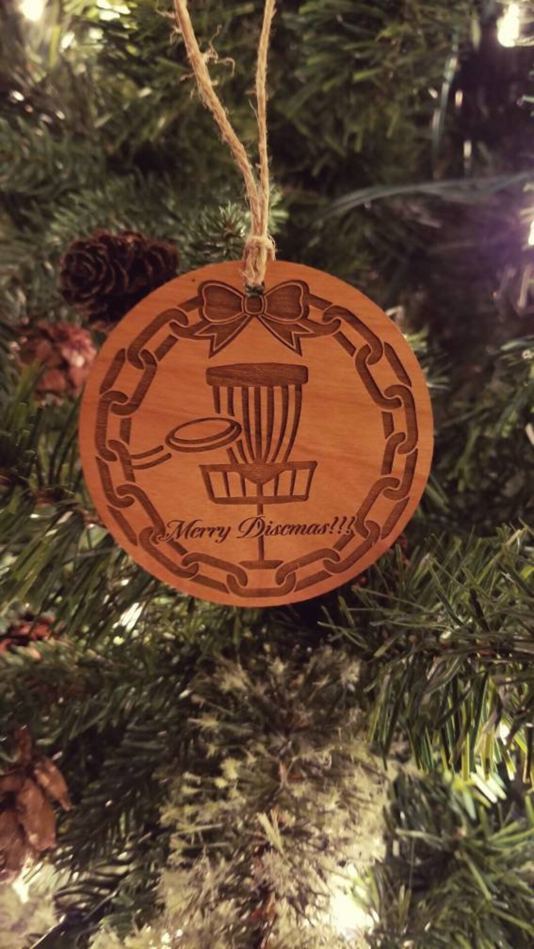 Merry Discmas Wooden Disc Golf Christmas Ornament Great Etsy