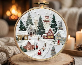 DIY Embroidery Kit for Christmas Winter Village | Holiday Home Decor Craft