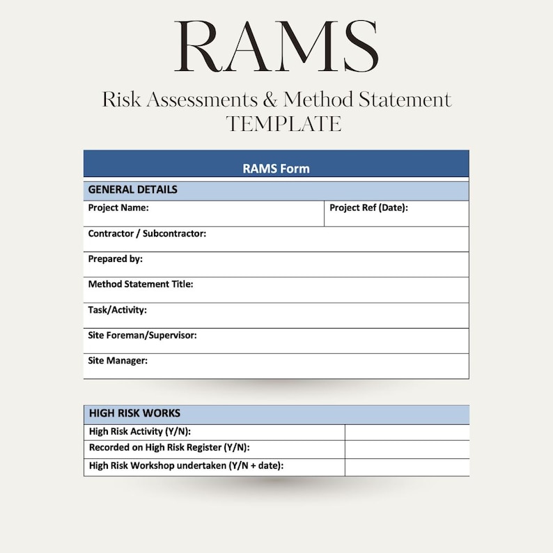 Editable RAMS Template – Risk Assessment & Method Statement (word ...