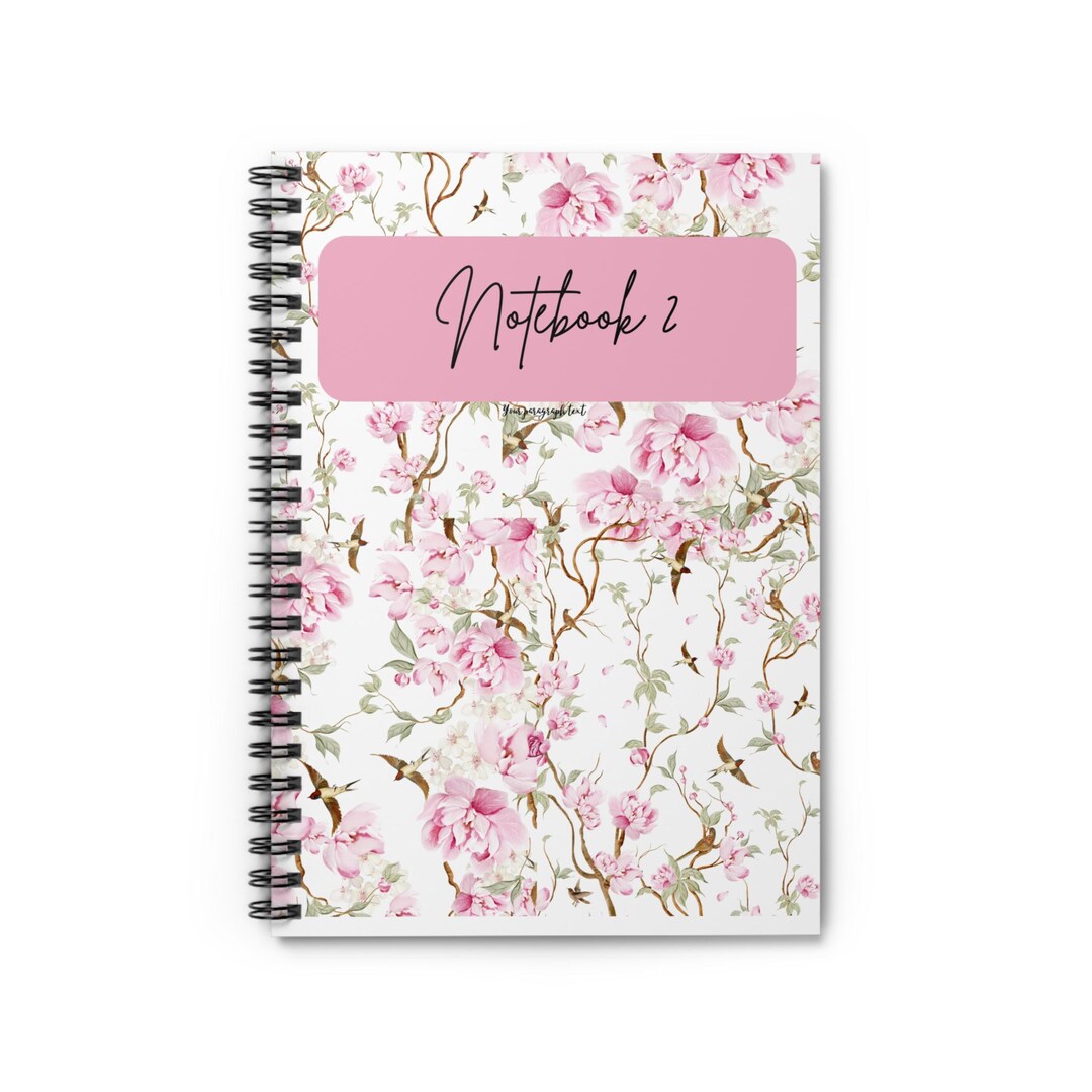 Pink Floral Pattern Notebook Spiral Journal | Ruled Lined Notebook - Etsy