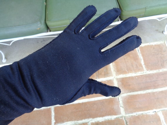 Vintage women's gloves Shalimar size 6.5 blue acc… - image 6