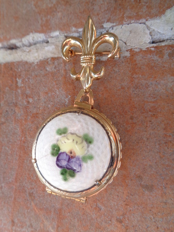 Vintage Coro locket 4 way photograph flowers flor… - image 3