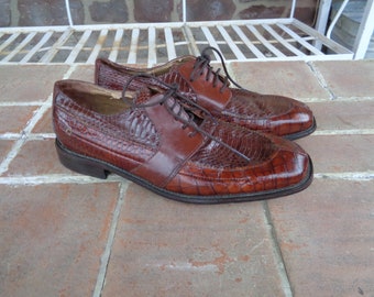 vintage mens shoes snake skin Stacy Adams size 10 genuine leather oxford casual formal wingtip