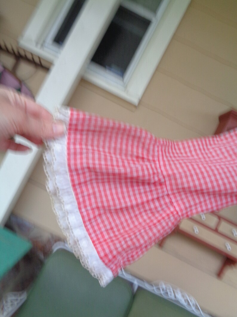 vintage women/'s gingham dress 1960-70/'s red Halloween Prairie dress costume