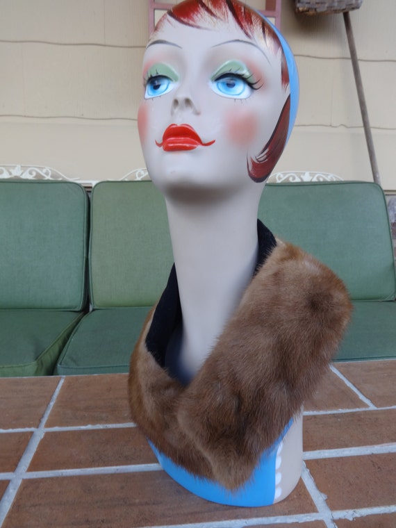 vintage genuine mink collar fur womens blonde hon… - image 1
