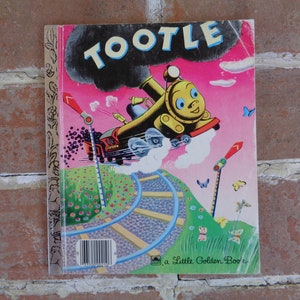 Vintage Little Golden Book children&#39;s Tootle Copyright 1945 Crampton Train