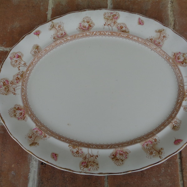 antique platter Daisy England Furnivals Aesthetic transfer ware serving 18" x 15" ironstone Thanksgiving