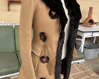 Vintage women's original coat fur wool textiles early winter Victorian 1800's  fashion  steampunk